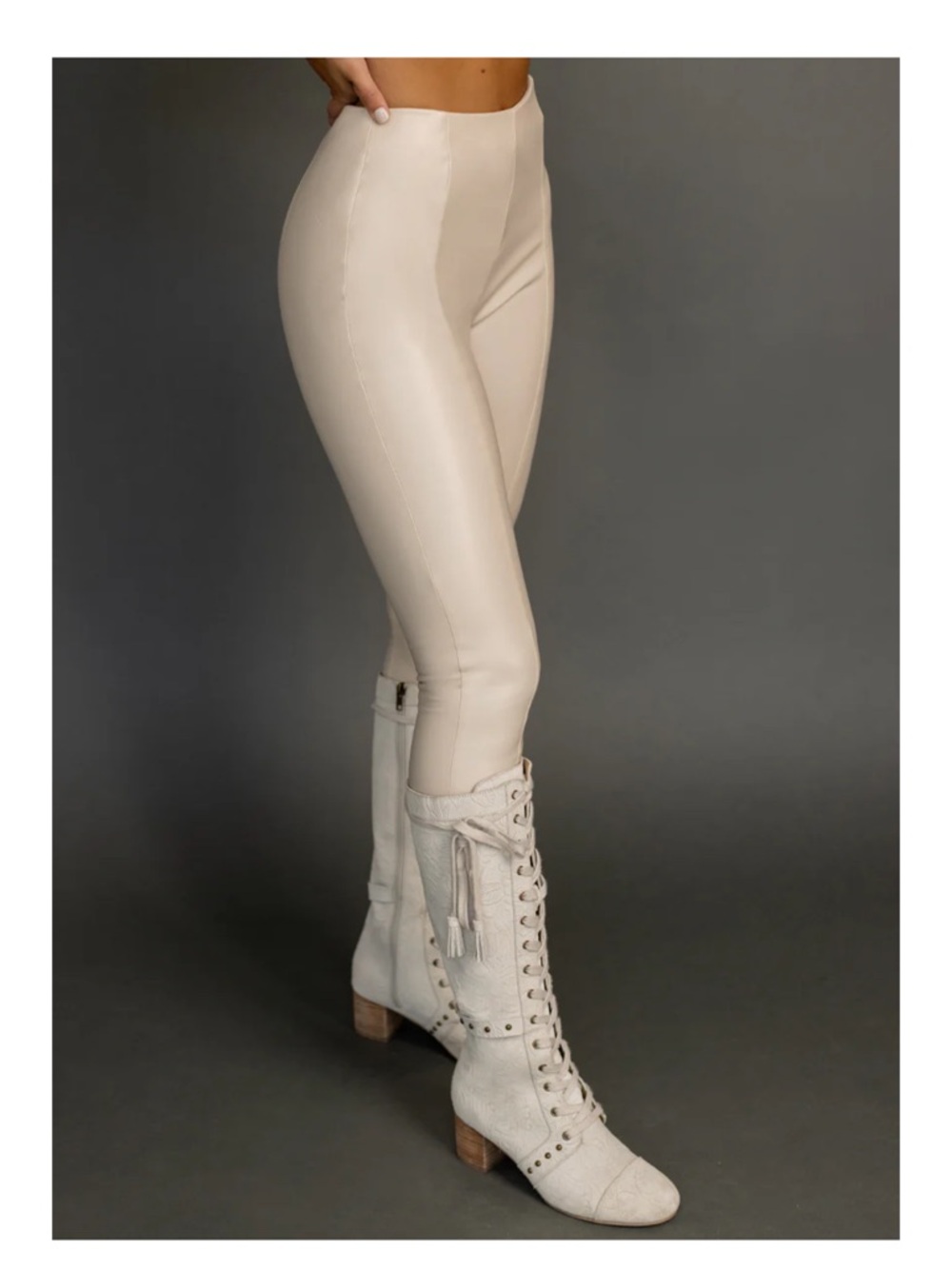 Joyfolie Cream High-Rise Ponte Leggings
